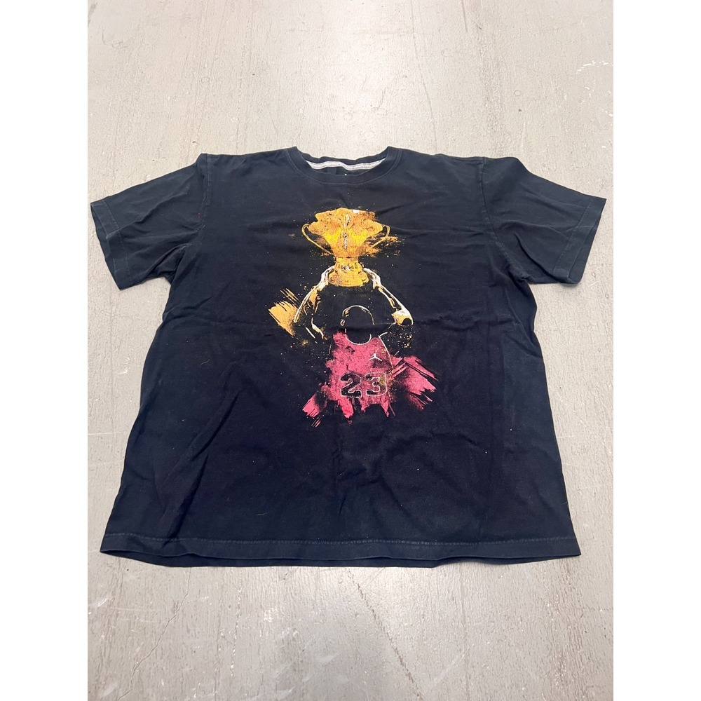 Jordan T-Shirt Men Large Black Graphic Print Short Sleeve Streetwear Skater Boho